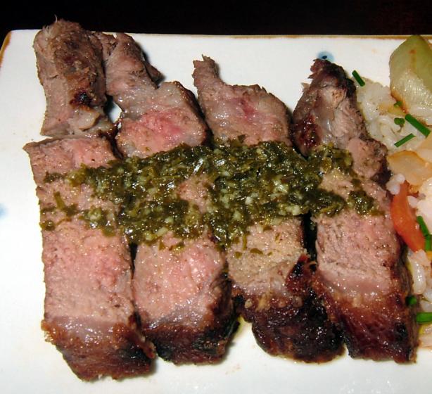 Grilled Strip Loin Steak With Bacon Chimichurri Recipe