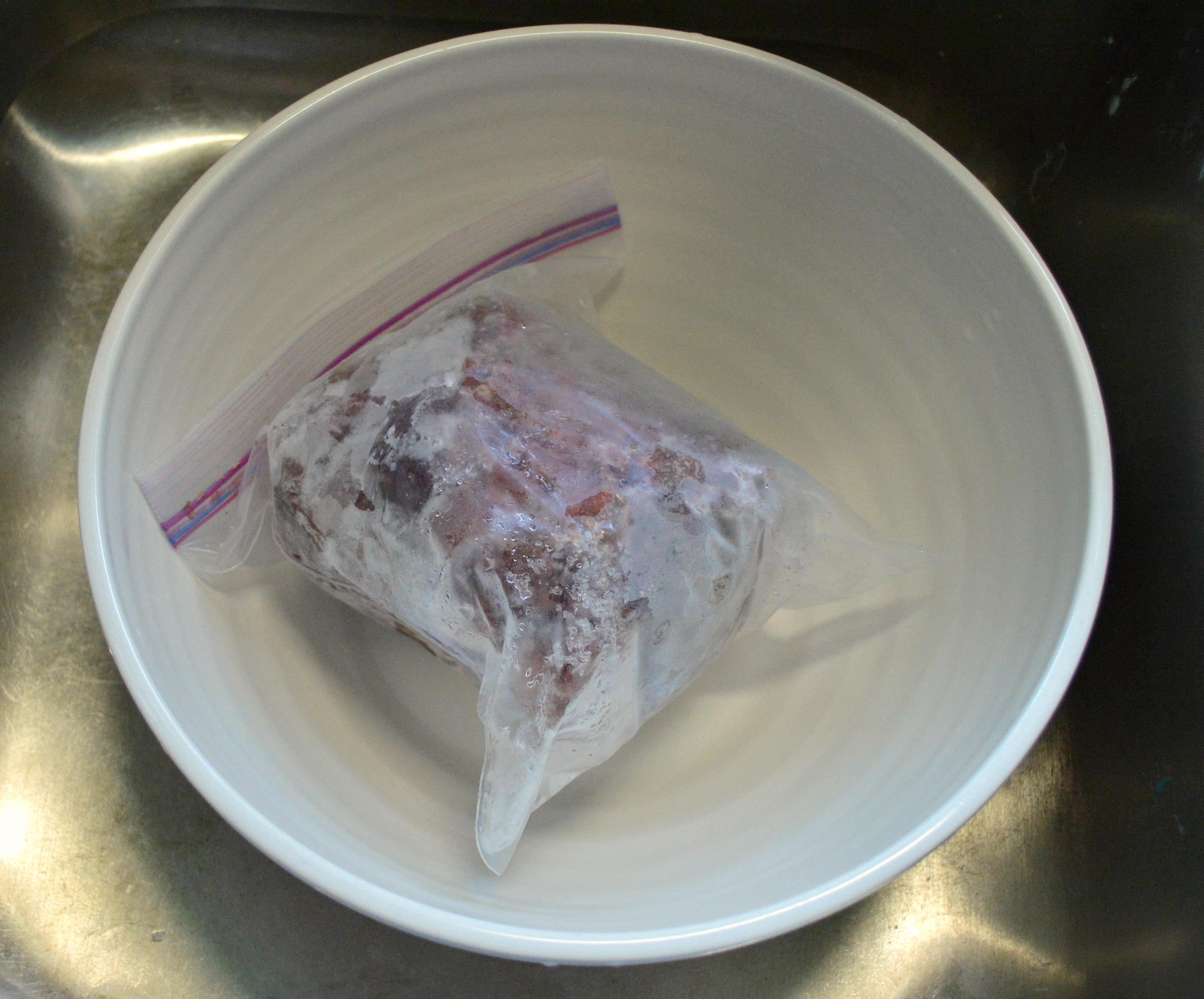 Meat in leak-proof packaging