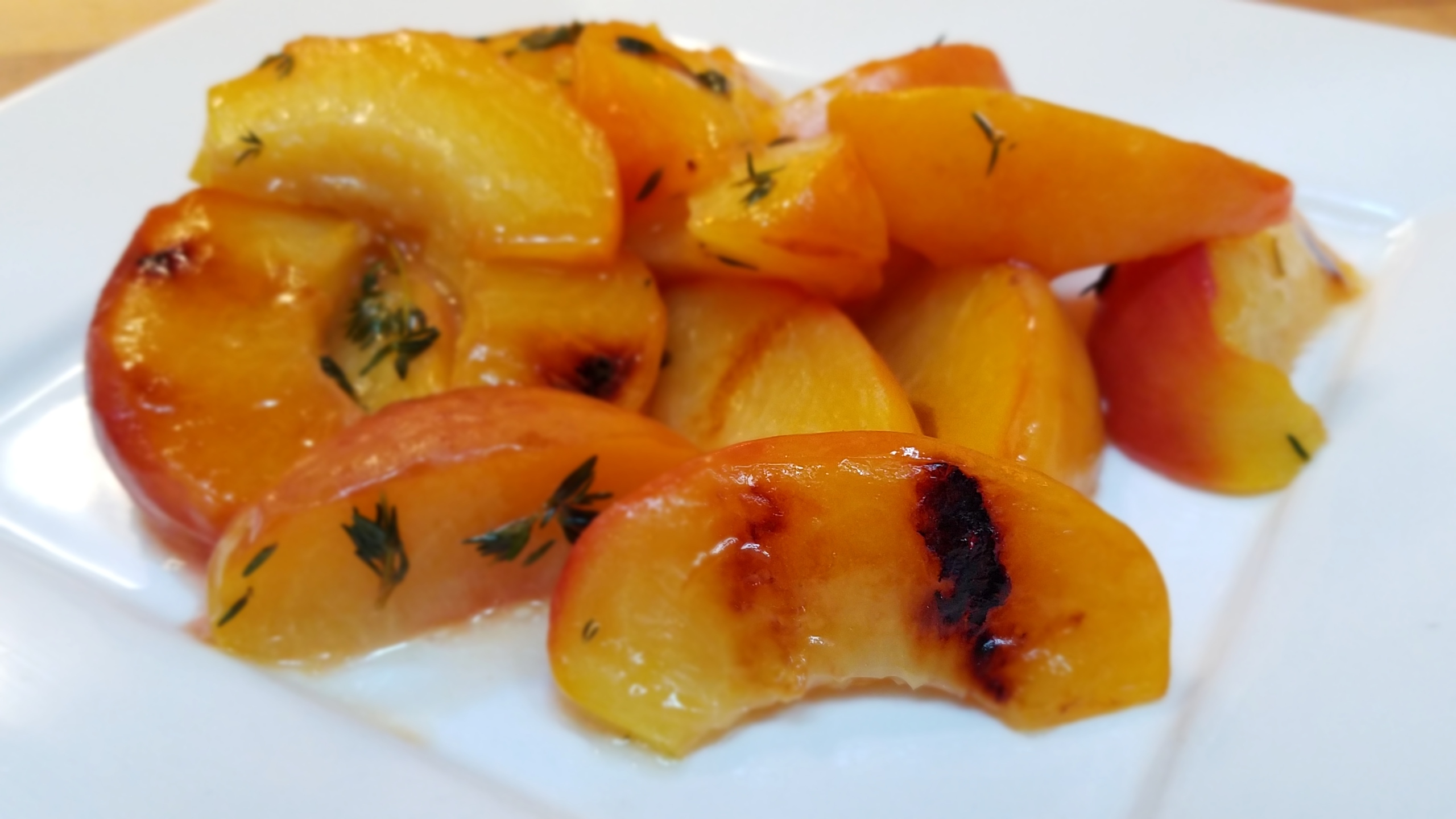 Grill biscuits and peaches