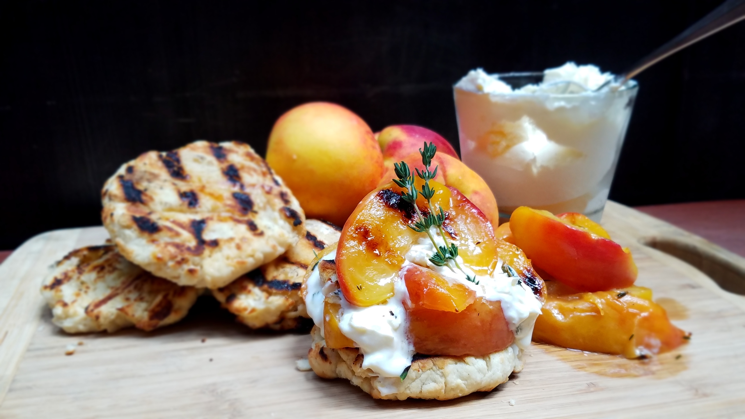 How to Make Hot Honey Biscuits with Thyme-Roasted Peaches