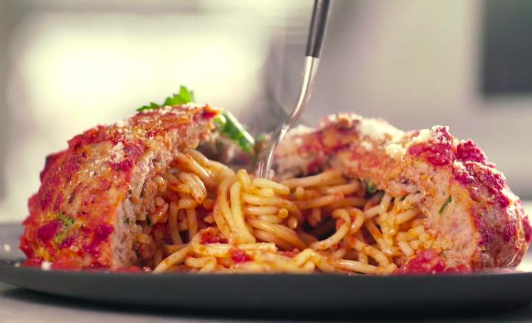 Giant Spaghetti-Stuffed Meatball