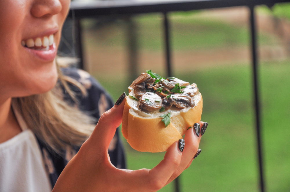 Creamed Mushrooms on Cheesy Herb Toast